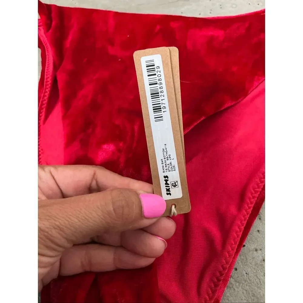 Skims Signature Swim Bikini Bottom | Red in Large